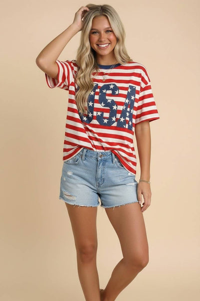 USA Oversized Stripe Tee