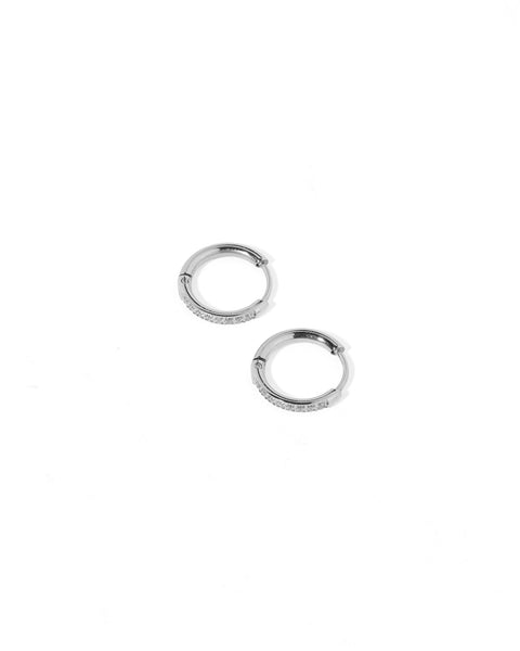 Huggie Earrings - Scarlett Hoop Silver 12mm CZ