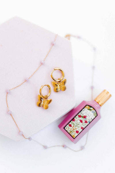 Huggie Charm Earrings - Faye Butterfly Gold
