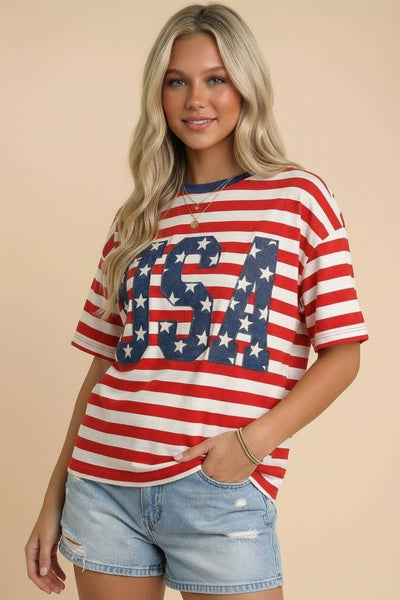 USA Oversized Stripe Tee