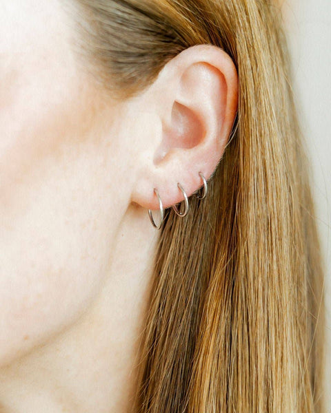 Huggie Infinity Hoop Earrings - Ava Silver 10mm