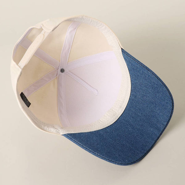 USA Letter Patch Star Brim Denim Baseball Cap
