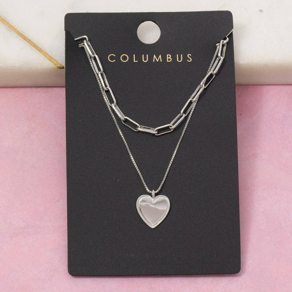 Gold Dipped Heart Pendant Chain Layered Necklace