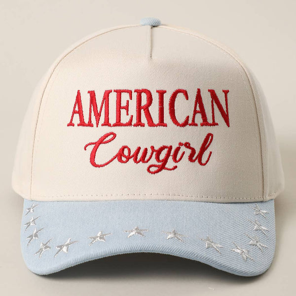 AMERICAN COWGIRL Embroidered Star Denim Trucker Hat