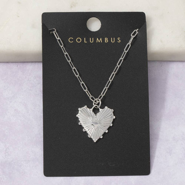 Gold Dipped Heart Pendant Paperclip Chain Necklace