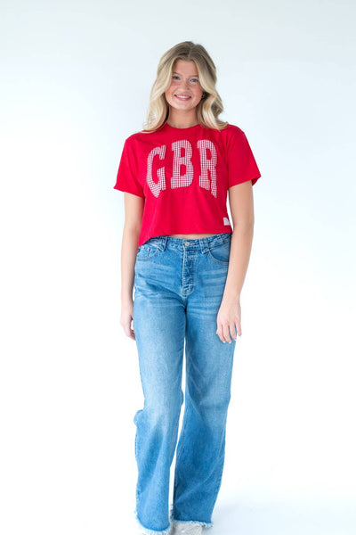 RED GINGHAM GBR TEE