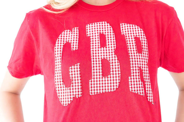 RED GINGHAM GBR TEE