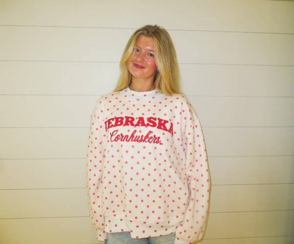 Corn huskers Polka Dot Mockneck
