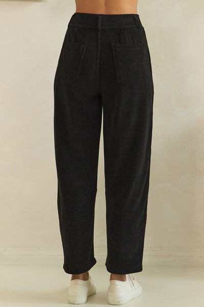 Corded Barrel Pants - Black