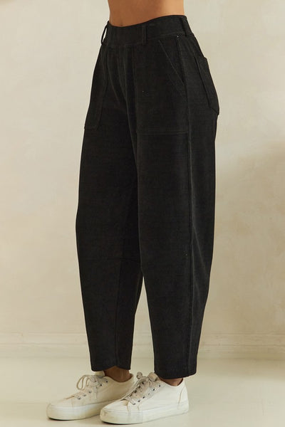 Corded Barrel Pants - Black