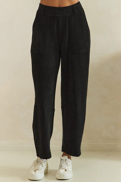 Corded Barrel Pants - Black