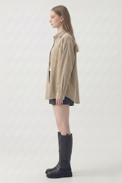 Taupe Oversized Button Up