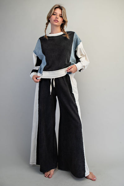 Black Color Block Pullover