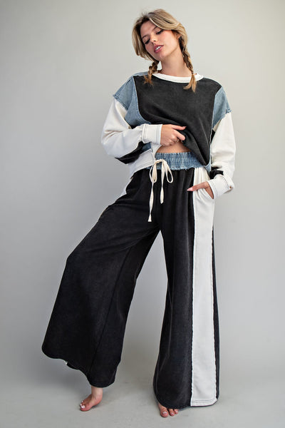 Black Color Block Pants