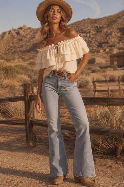 Airflow Off-Shoulder Tiered Ruffle Top