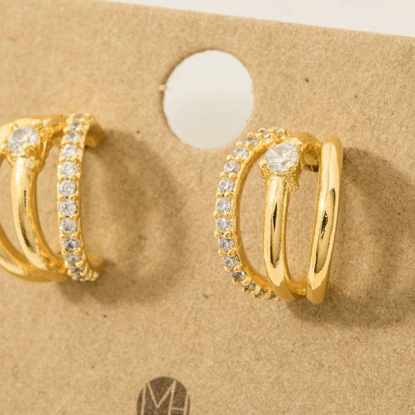 Pave Layered Hoop Huggie Earrings