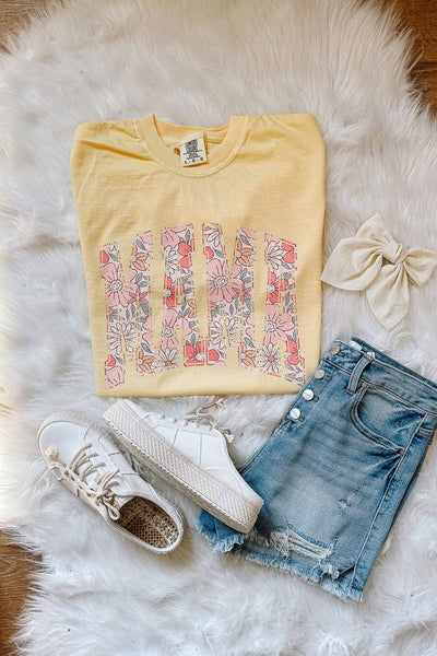 Floral Mama Graphic Tee - Butter
