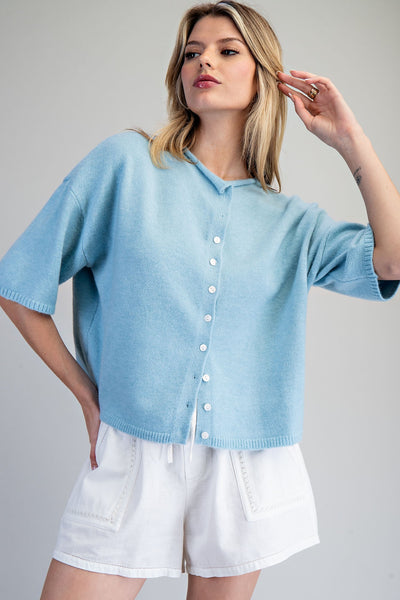 Baby Blue Short Sleeve Cardigan