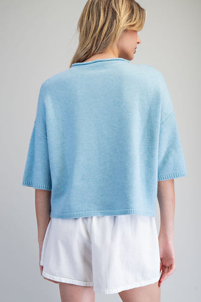 Baby Blue Short Sleeve Cardigan