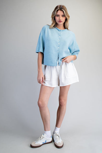 Baby Blue Short Sleeve Cardigan