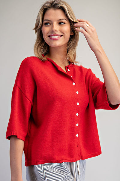 Tomato Short Sleeve Cardigan