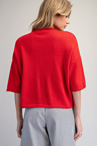 Tomato Short Sleeve Cardigan