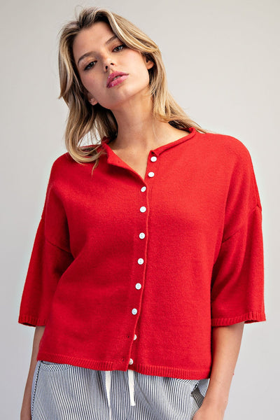 Tomato Short Sleeve Cardigan