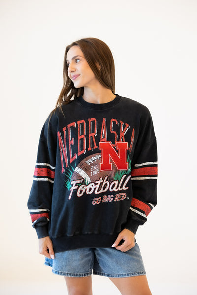 Nebraska Langford Crew Sweater - BLACK