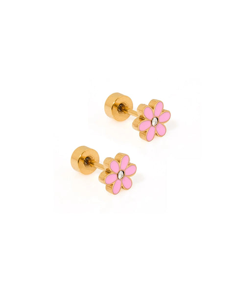 Screwback Stud Earrings-Alli Pink