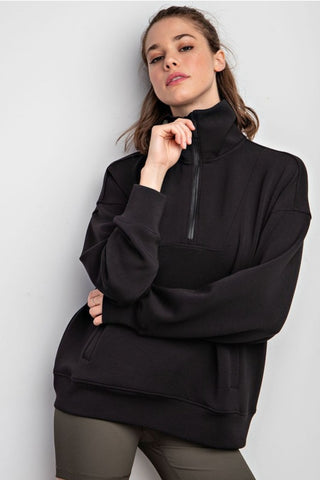 Quarter Zip Scuba Jacket: Black