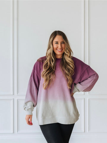 Ombre Corded Crew - Plum