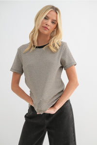 HLB Basic Striped Tee -Oatmeal