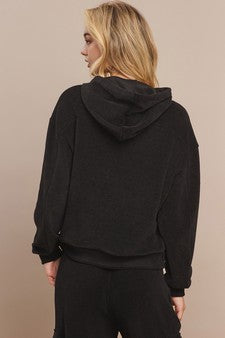 Fall Yall Corded Hoodie - Black