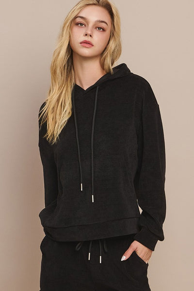 Fall Yall Corded Hoodie - Black