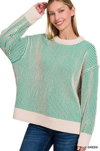 Kelly Green Two Tone Sweater