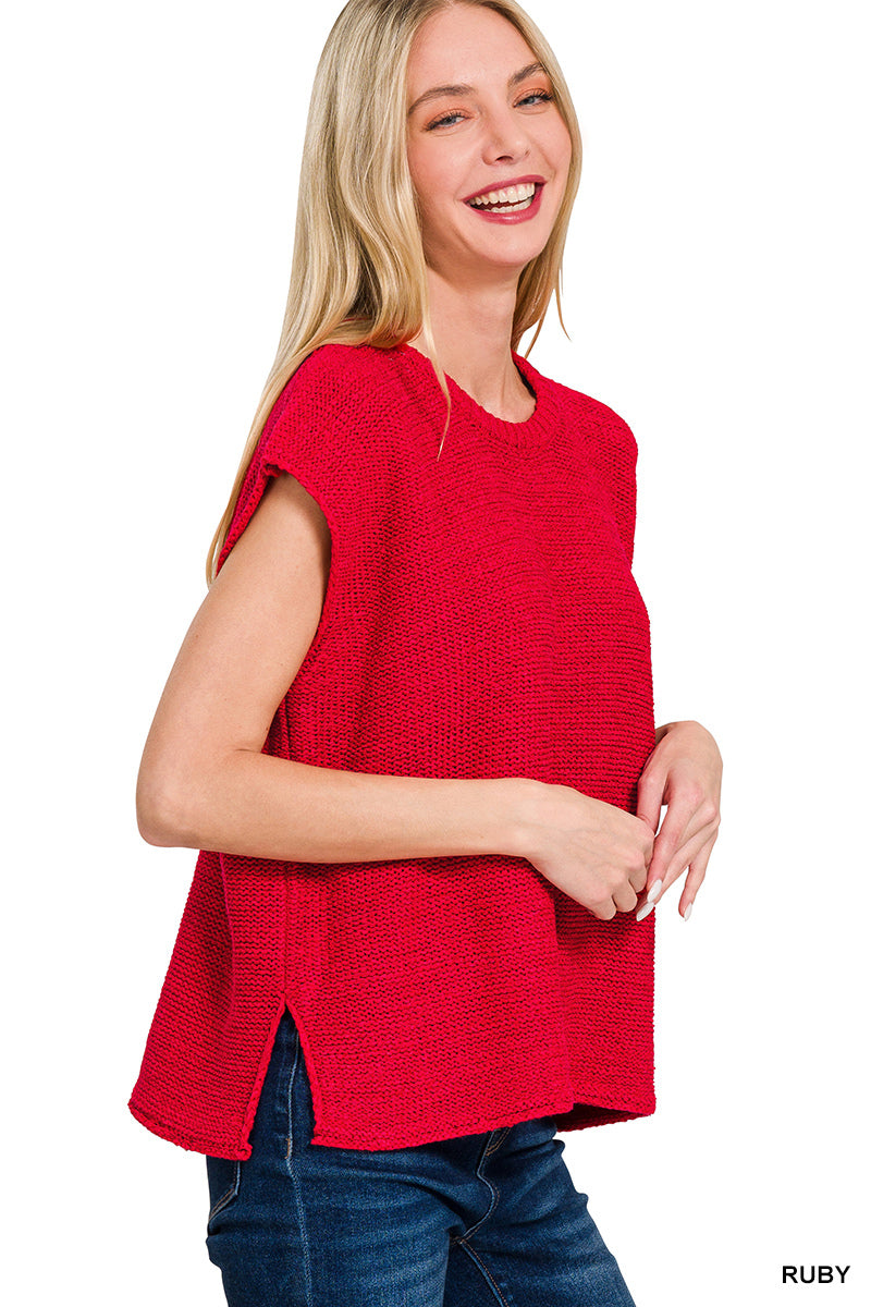 Oversized Sweater Vest - Red