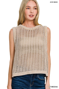 Fishnet Sweater Tank - Light Mocha