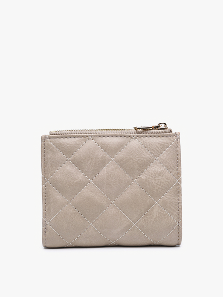 Melody Quilted Zip Top Wallet - Khaki