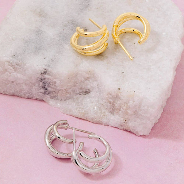 Mini Three Layered Hoop Earrings