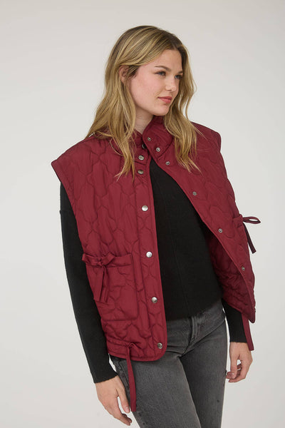HLB Quilted Vest - Burgundy