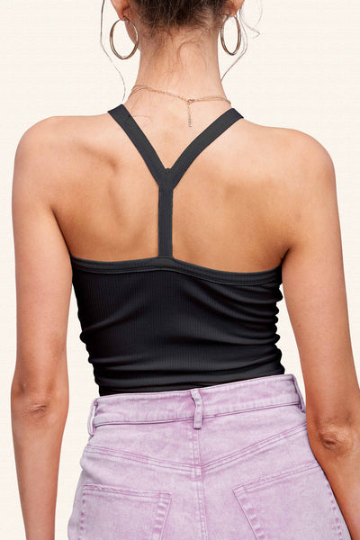 Y Back Tank -Black