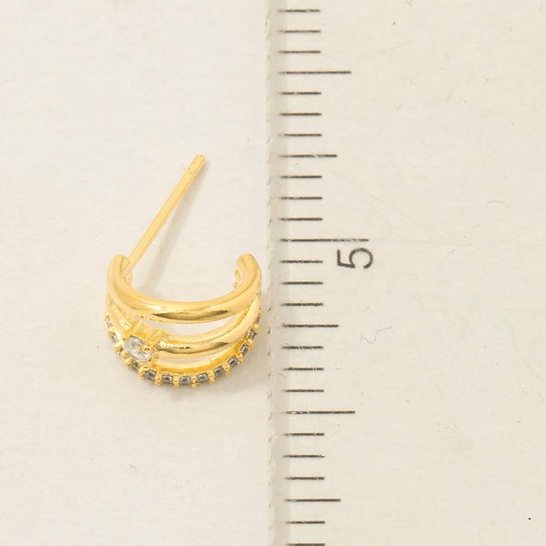 Pave Layered Hoop Huggie Earrings