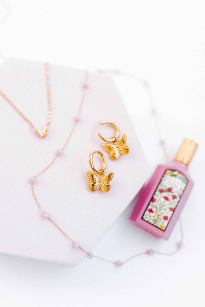 Huggie Charm Earrings - Faye Butterfly Gold