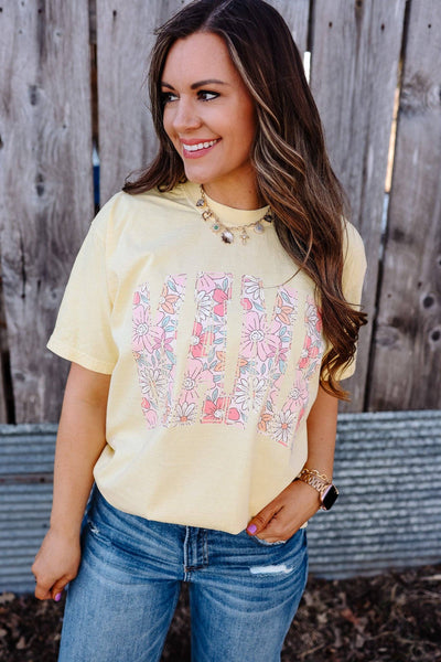 Floral Mama Graphic Tee - Butter