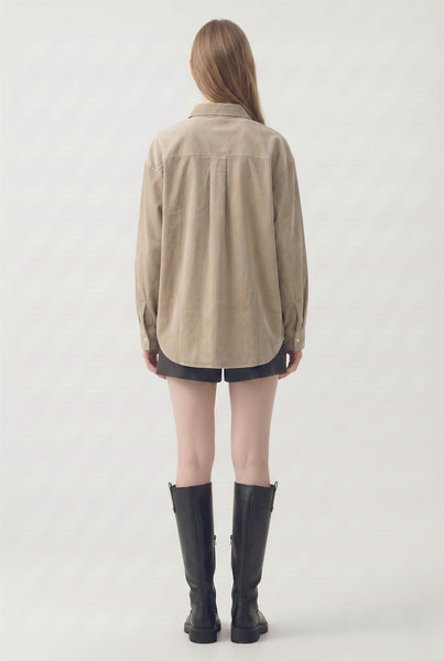 Taupe Oversized Button Up