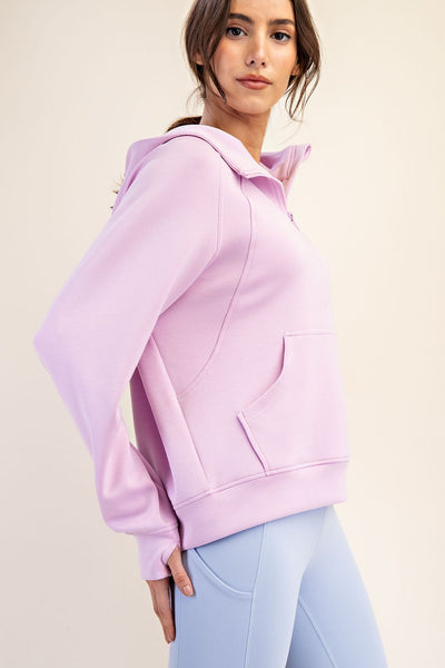 Hooded Quarter Zip Scuba Jacket - Blossom