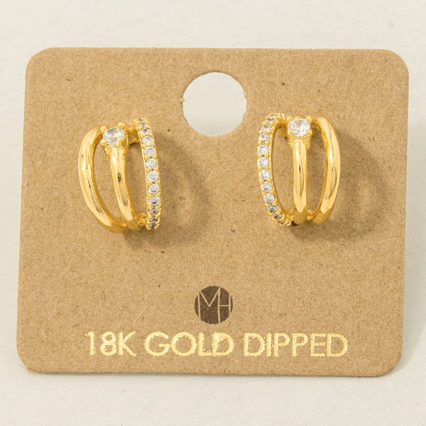 Pave Layered Hoop Huggie Earrings