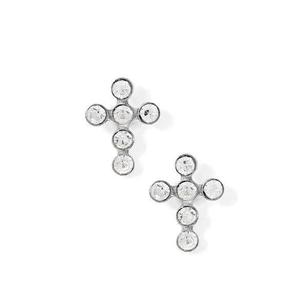 Clara Silver Cross Screwback Stud Earrings