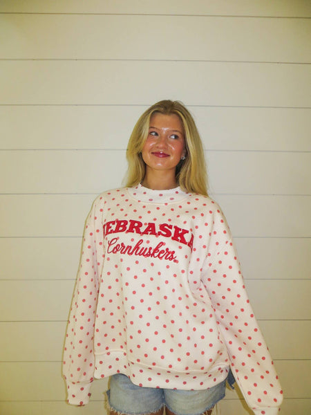 Corn huskers Polka Dot Mockneck