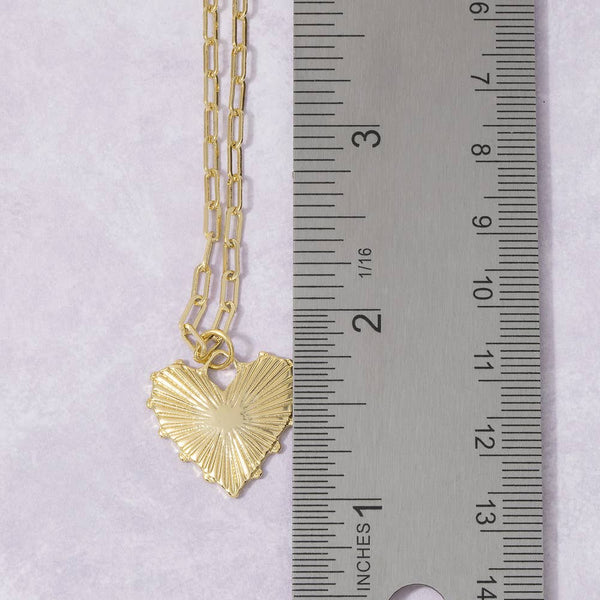 Gold Dipped Heart Pendant Paperclip Chain Necklace